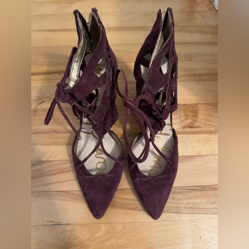 Last Chance: Sam Edelman Burgundy Lace-Up Heels